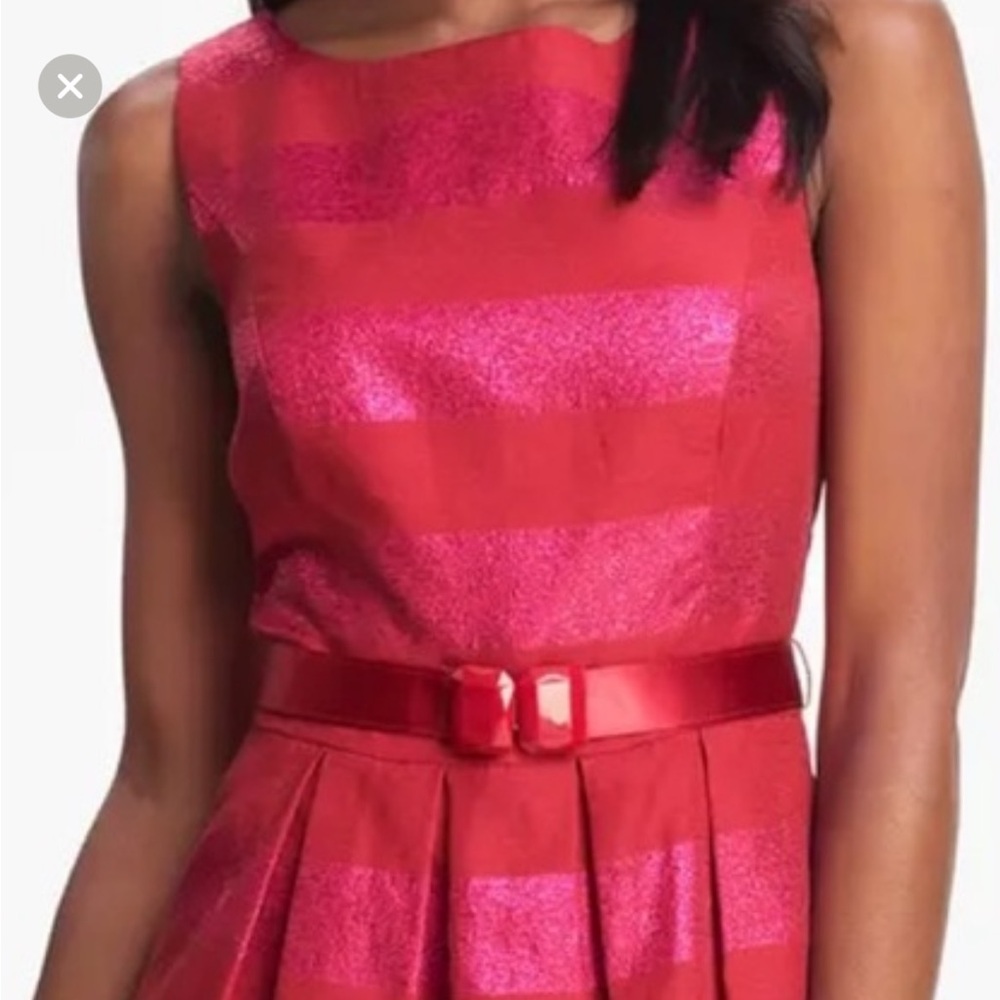 Trina Turk Metallic Stripe Fit & Flare Party Dress